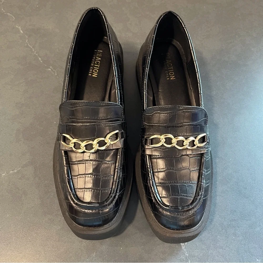 Reaction Kenneth Cole sz 8.5 Sienna lug sole loafer black